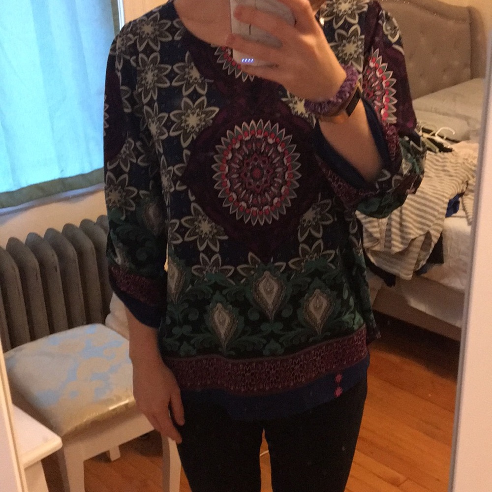 Francesca’s Patterned Tunic Blouse - image 1